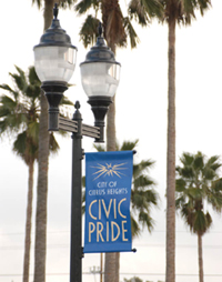 Lamp post with sign promoting civic pride