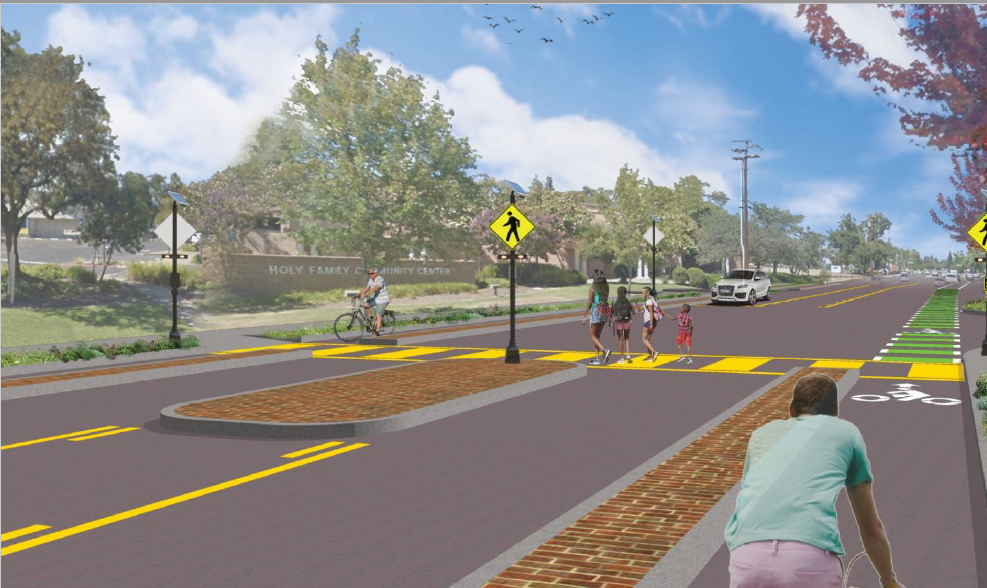 Old Auburn Road Complete Streets visionary image of multi-modal commuters