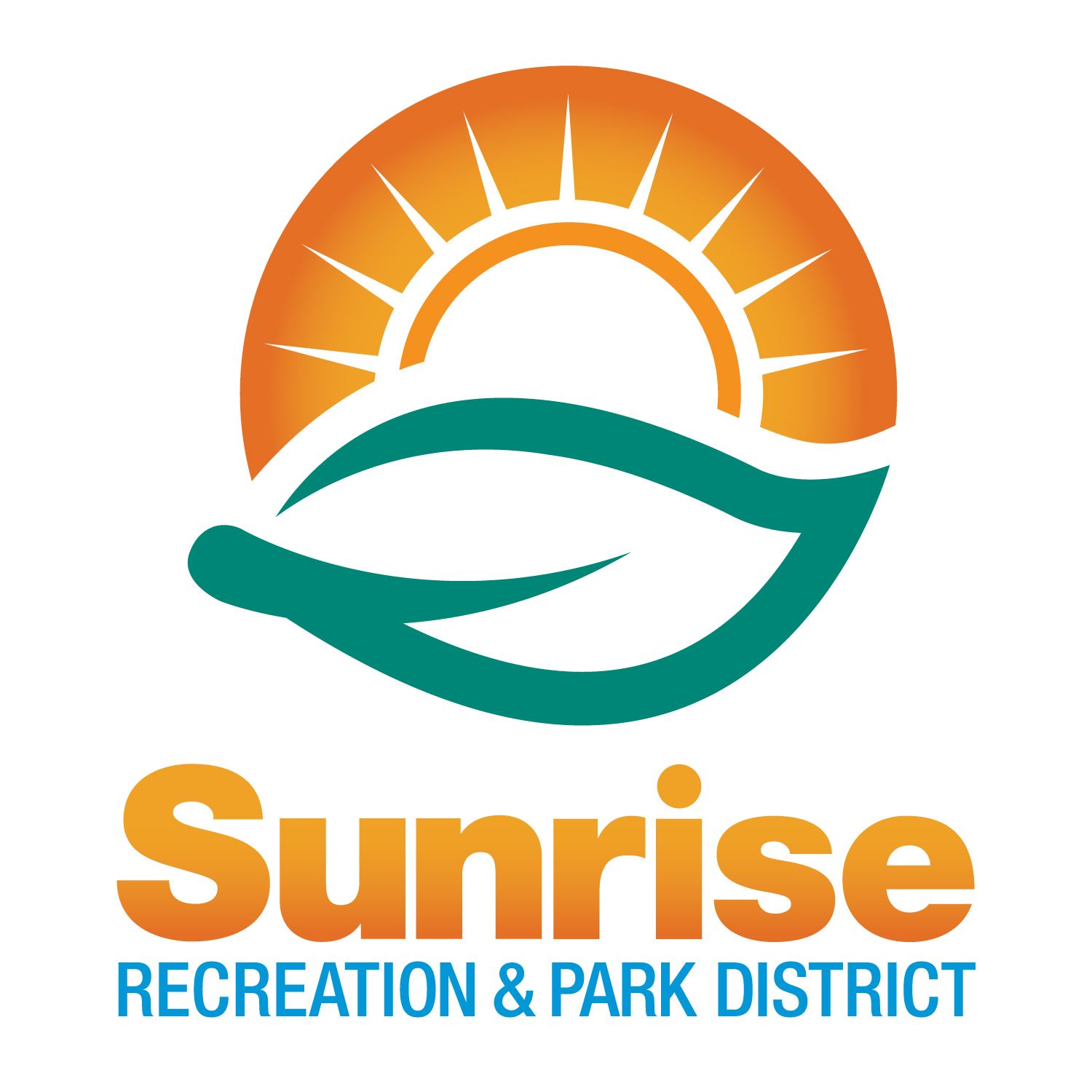 Sunrise Recreation and Park District logo with lead and sun shining