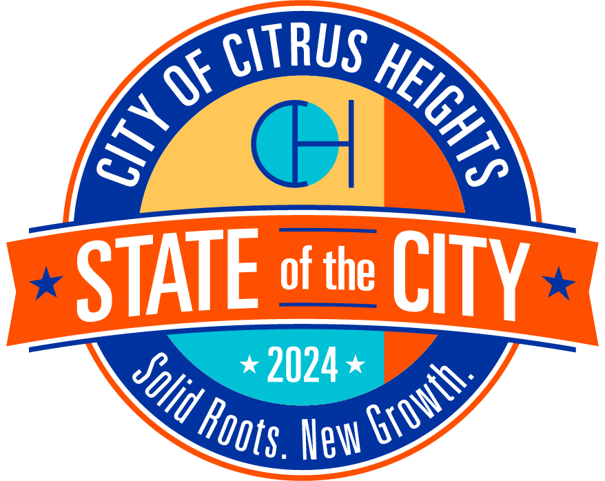 Circle Logo with Banner that Reads State of the City 2024