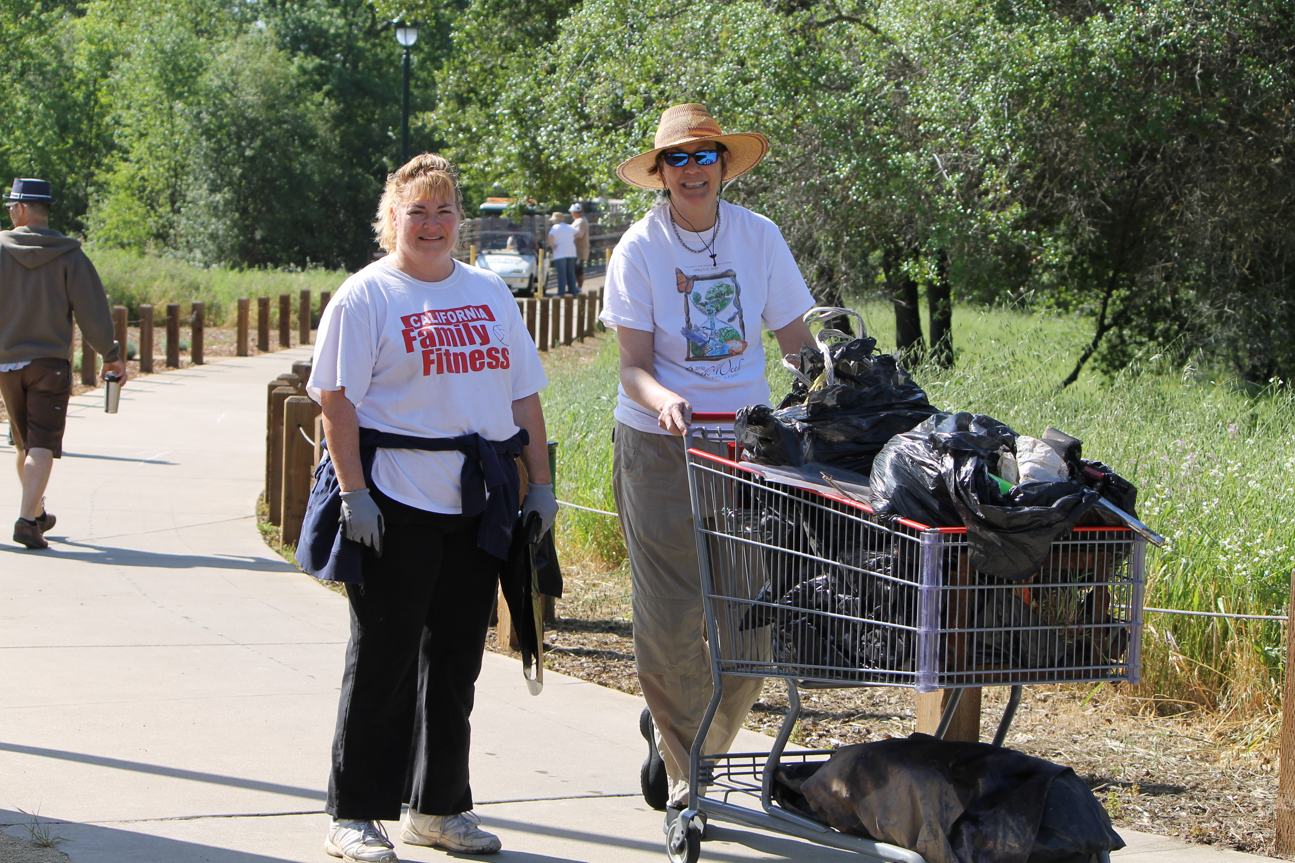Volunteers cleaning up the area