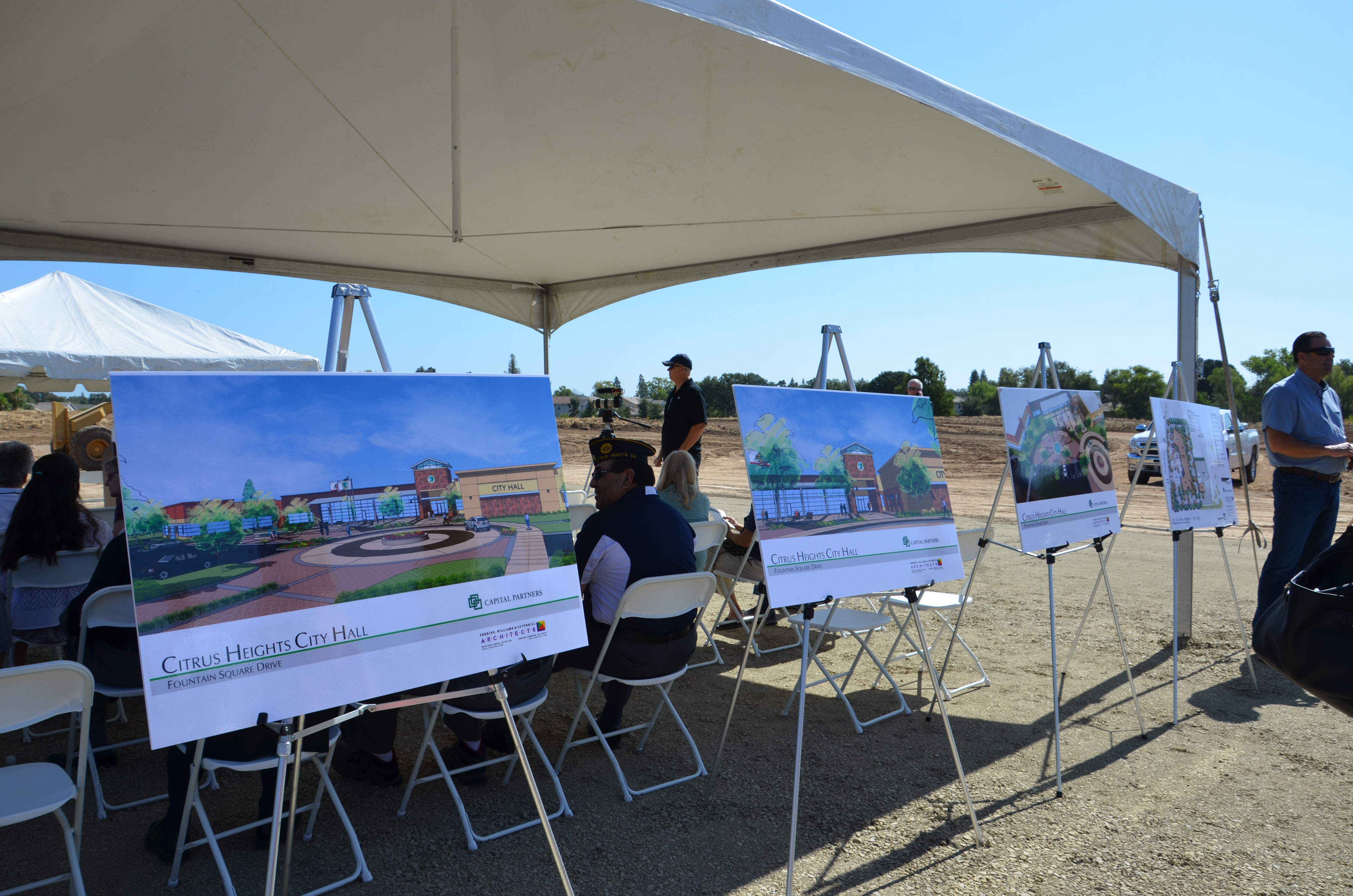Elevation drawings of the New City Hall on display